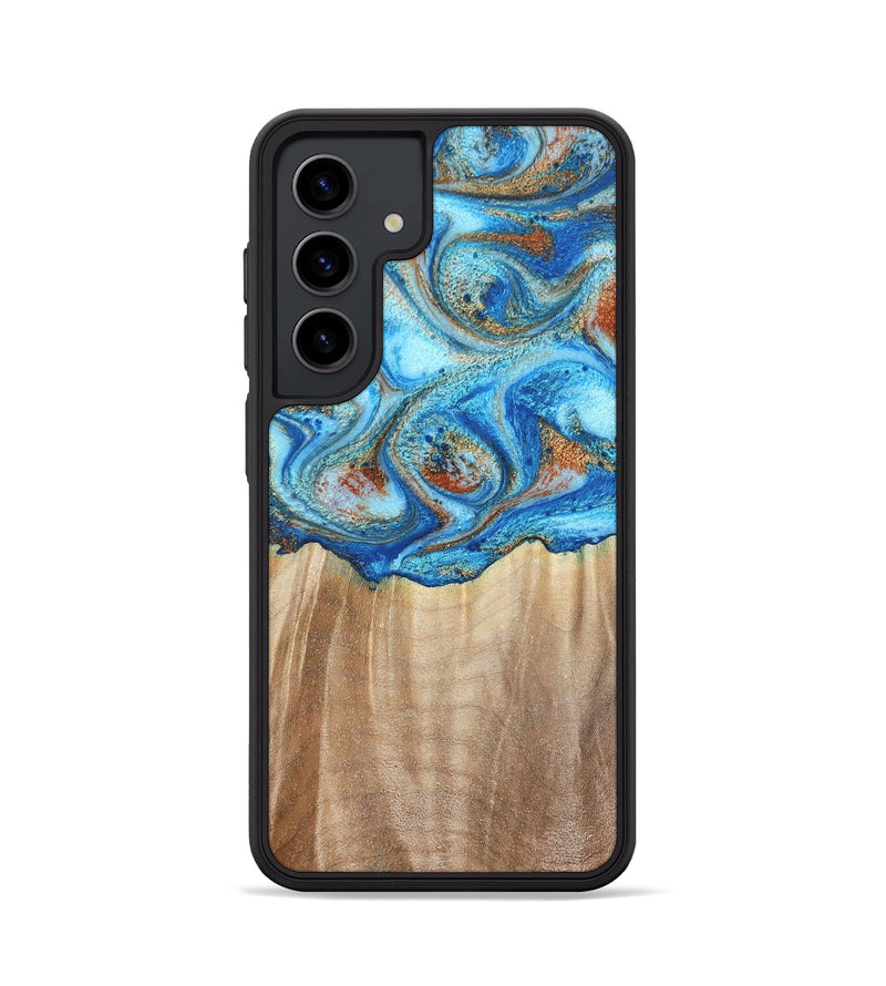 Galaxy S24 Wood Phone Case - Tyree (Teal & Gold, 801028)