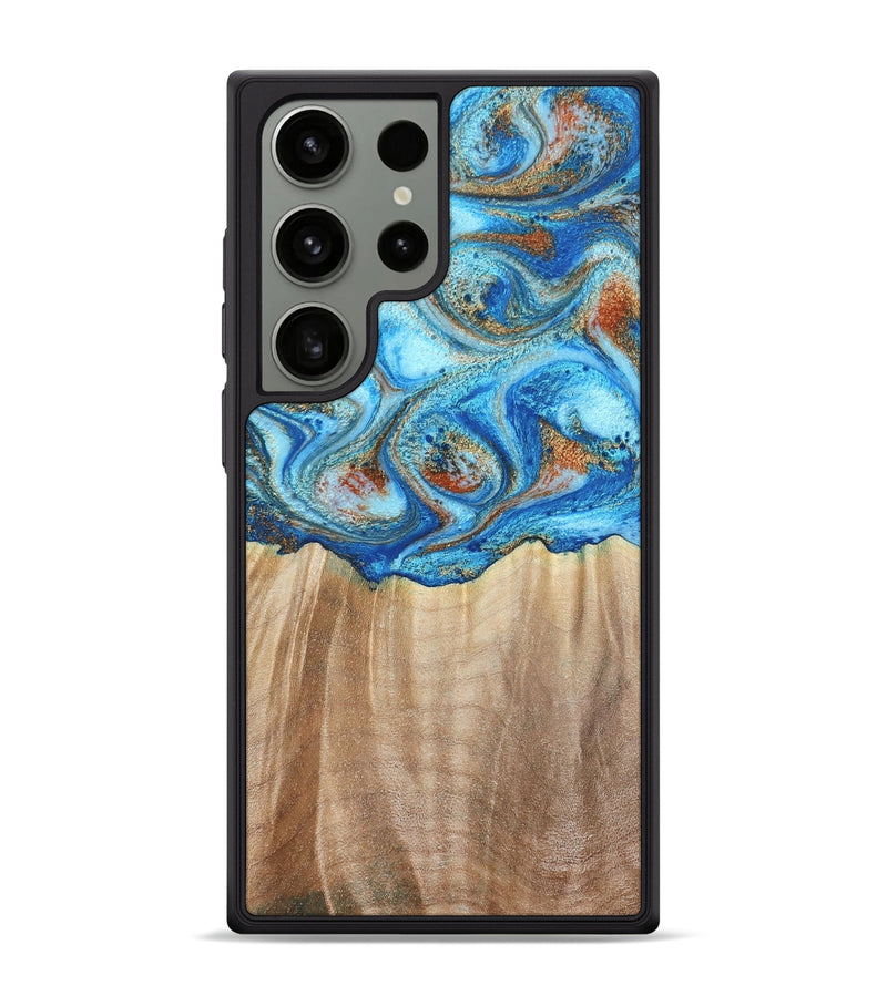 Galaxy S24 Ultra Wood Phone Case - Tyree (Teal & Gold, 801028)