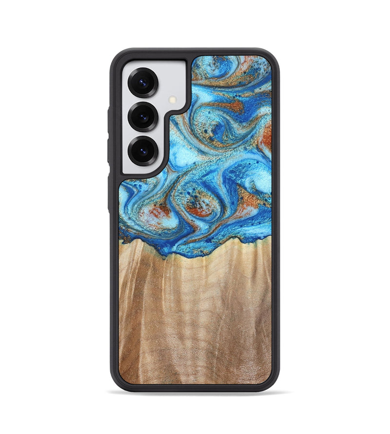 Galaxy S25 Wood Phone Case - Tyree (Teal & Gold, 801028)