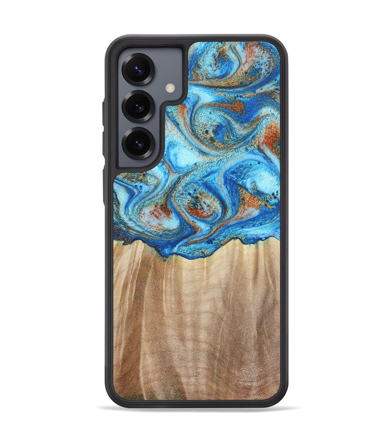 Galaxy S25 Plus Wood Phone Case - Tyree (Teal & Gold, 801028)