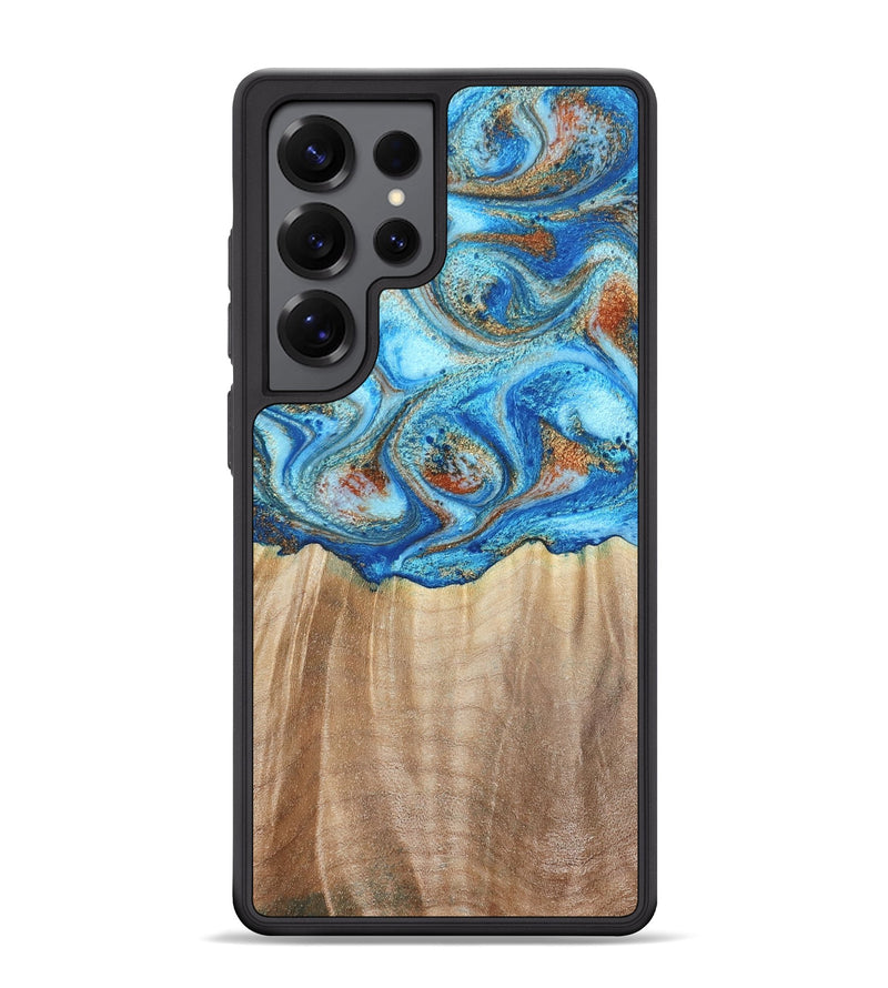 Galaxy S25 Ultra Wood Phone Case - Tyree (Teal & Gold, 801028)