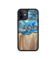 iPhone 12 mini Wood Phone Case - Tyree (Teal & Gold, 801028)