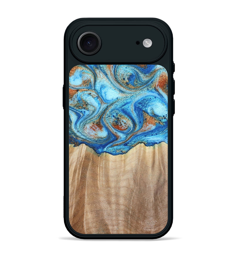 iPhone 17 Air Wood Phone Case - Tyree (Teal & Gold, 801028)