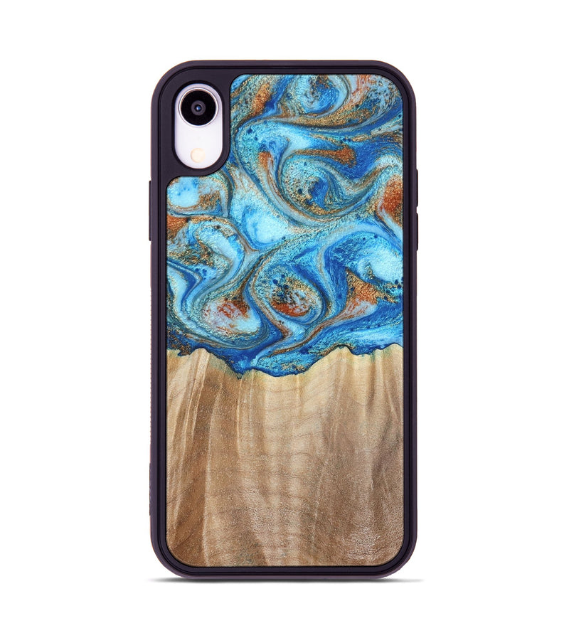 iPhone Xr Wood Phone Case - Tyree (Teal & Gold, 801028)