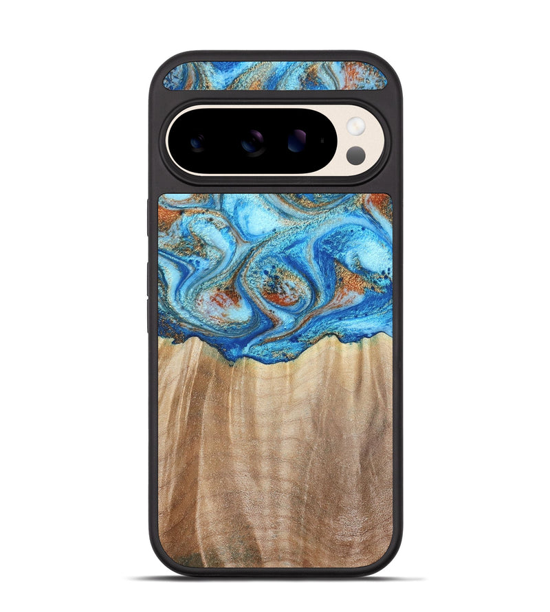 Pixel 10 Wood Phone Case - Tyree (Teal & Gold, 801028)