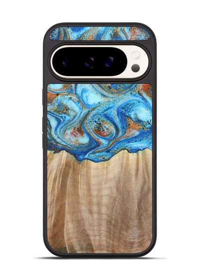 Pixel 9 Wood Phone Case - Tyree (Teal & Gold, 801028)
