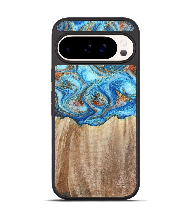 Pixel 9 Pro Wood Phone Case - Tyree (Teal & Gold, 801028)