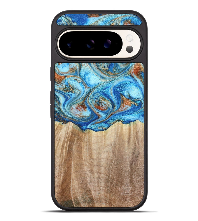 Pixel 9 Pro XL Wood Phone Case - Tyree (Teal & Gold, 801028)