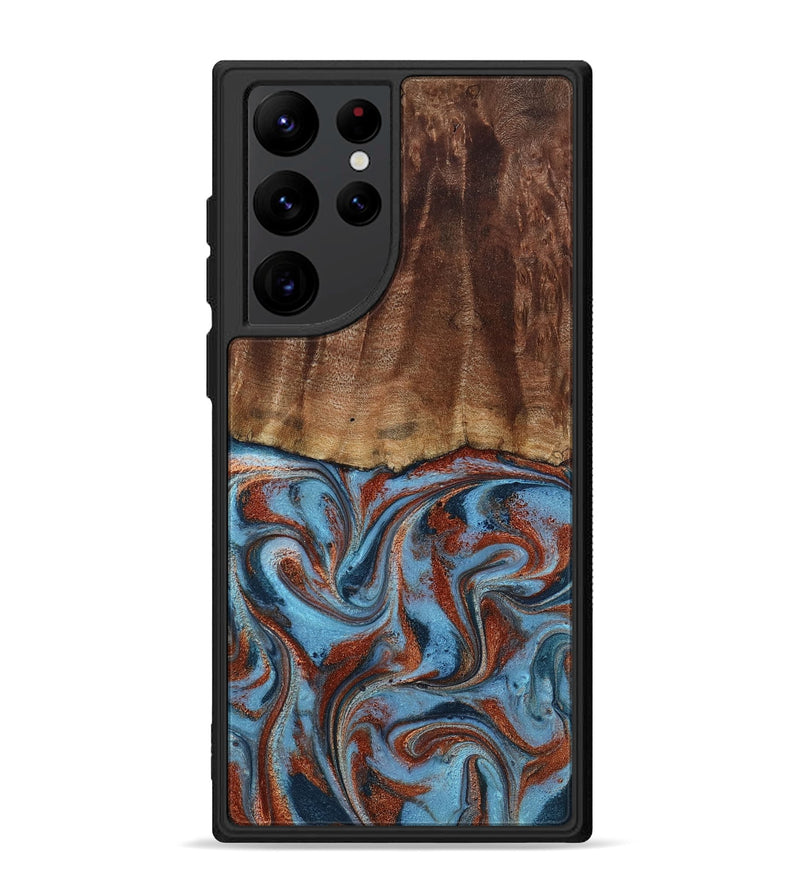 Galaxy S22 Ultra Wood Phone Case - Gaige (Teal & Gold, 801029)