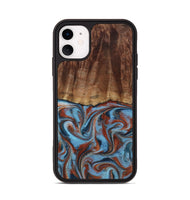 iPhone 11 Wood Phone Case - Gaige (Teal & Gold, 801029)