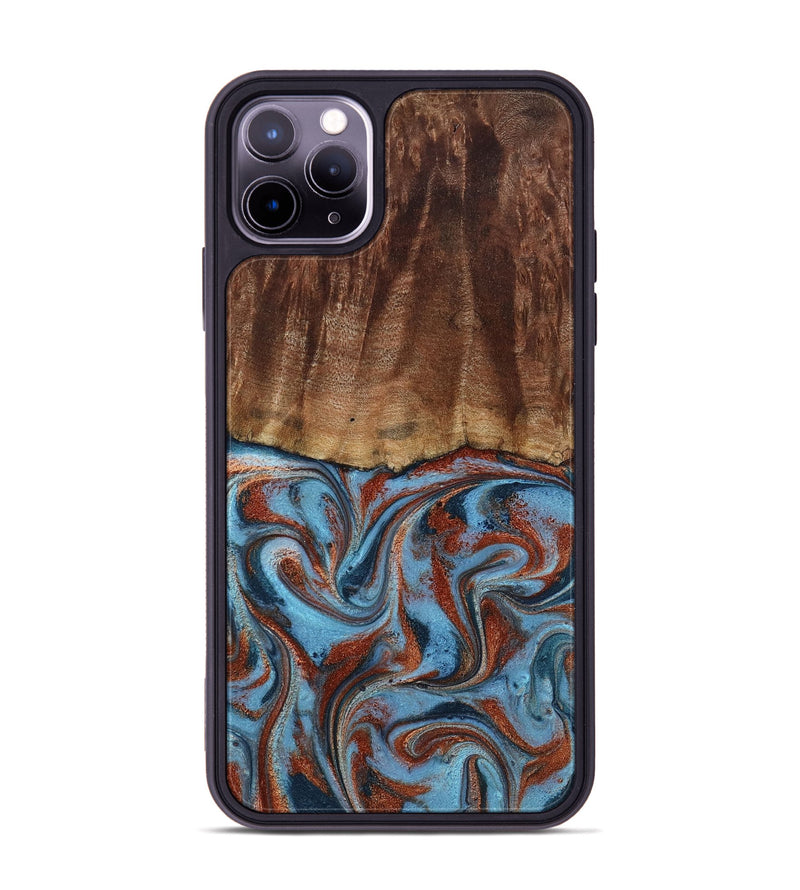 iPhone 11 Pro Max Wood Phone Case - Gaige (Teal & Gold, 801029)