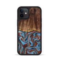 iPhone 12 Wood Phone Case - Gaige (Teal & Gold, 801029)