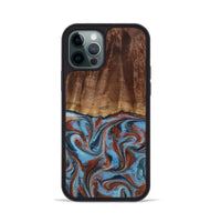 iPhone 12 Pro Wood Phone Case - Gaige (Teal & Gold, 801029)