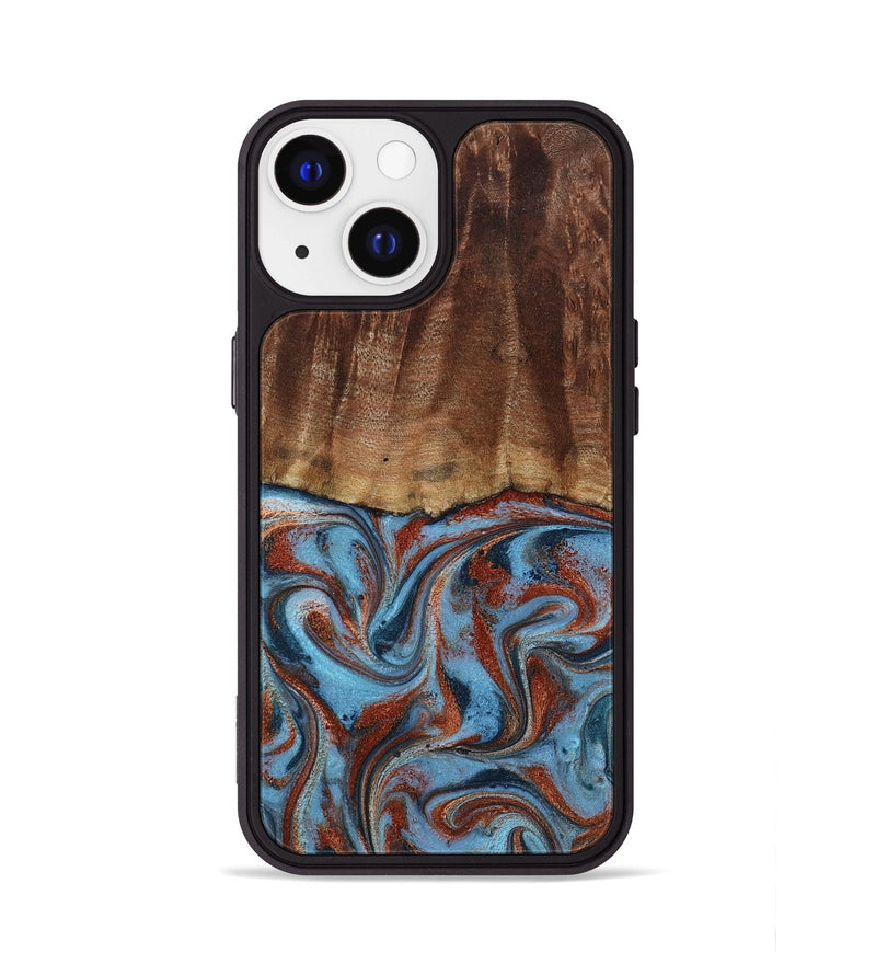 iPhone 13 Wood Phone Case - Gaige (Teal & Gold, 801029)