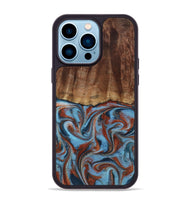 iPhone 14 Pro Max Wood Phone Case - Gaige (Teal & Gold, 801029)