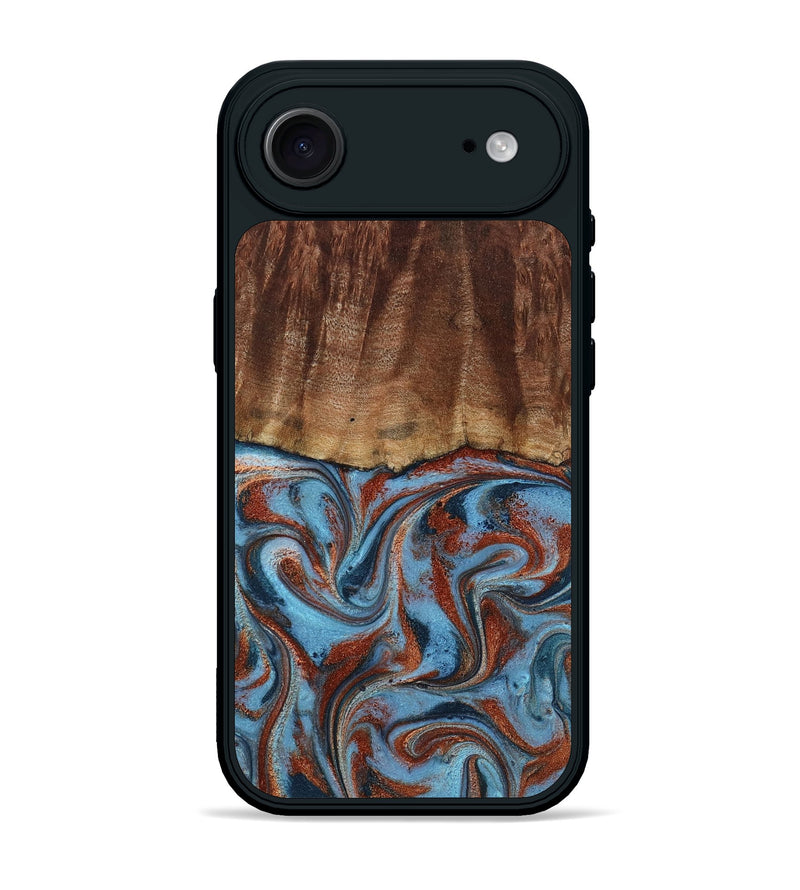 iPhone 17 Air Wood Phone Case - Gaige (Teal & Gold, 801029)