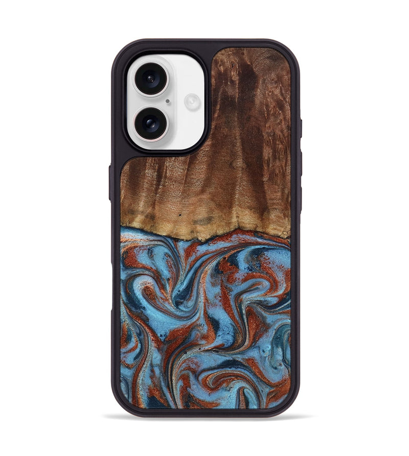 iPhone 17 Wood Phone Case - Gaige (Teal & Gold, 801029)