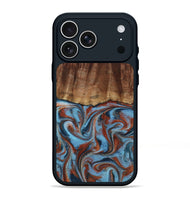 iPhone 17 Pro Max Wood Phone Case - Gaige (Teal & Gold, 801029)