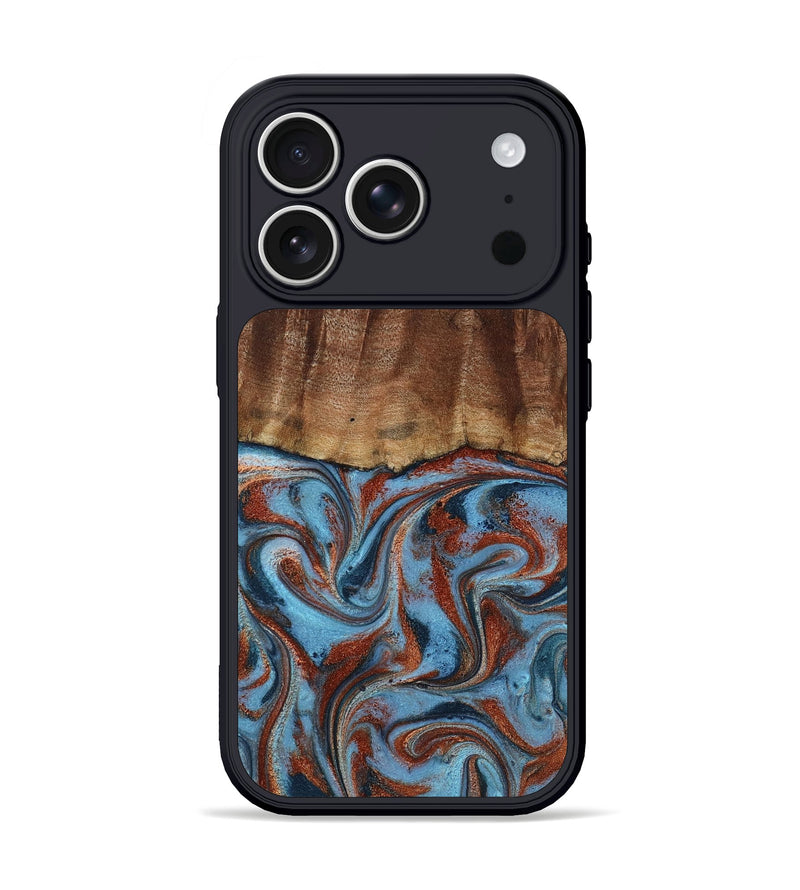iPhone 17 Pro Wood Phone Case - Gaige (Teal & Gold, 801029)