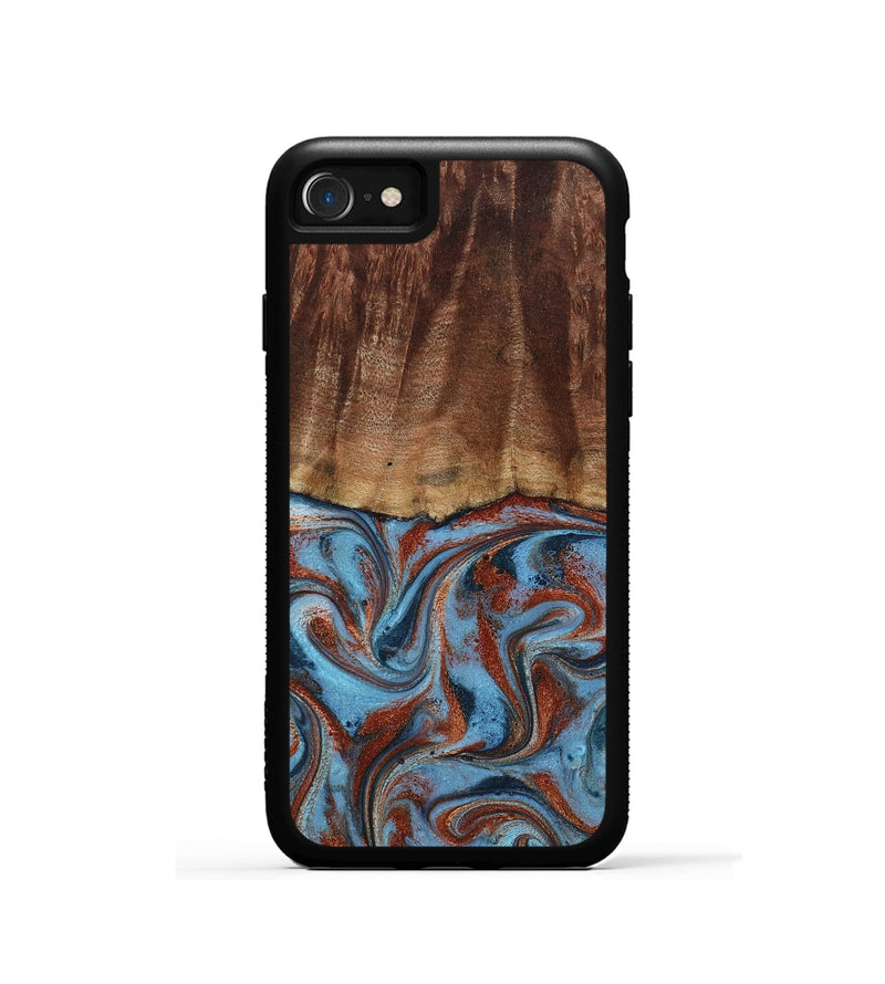 iPhone SE Wood Phone Case - Gaige (Teal & Gold, 801029)