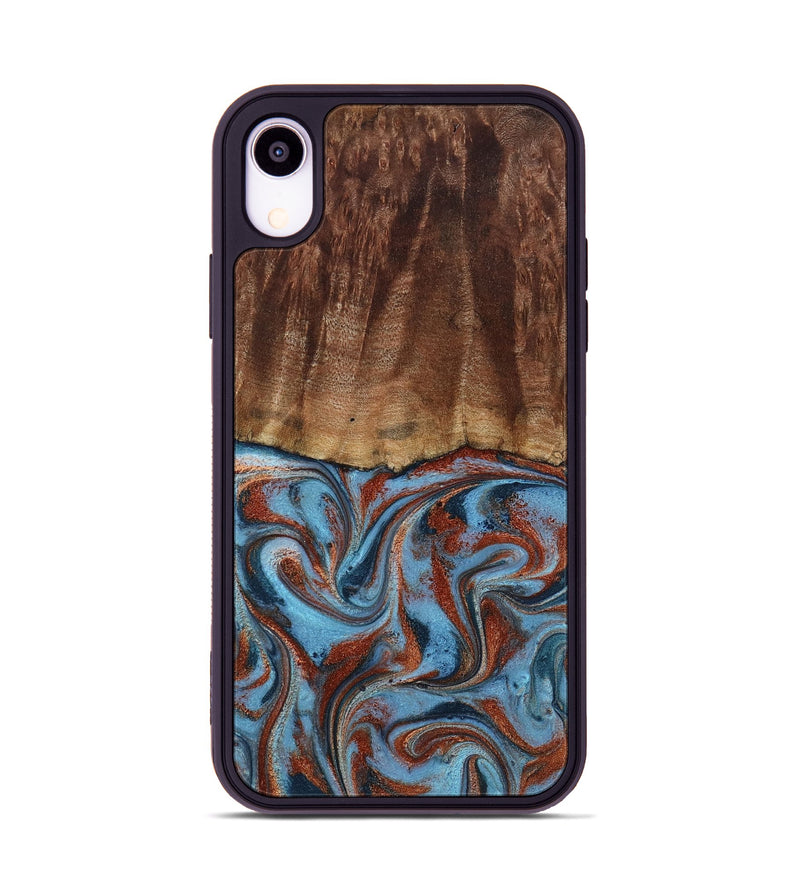 iPhone Xr Wood Phone Case - Gaige (Teal & Gold, 801029)