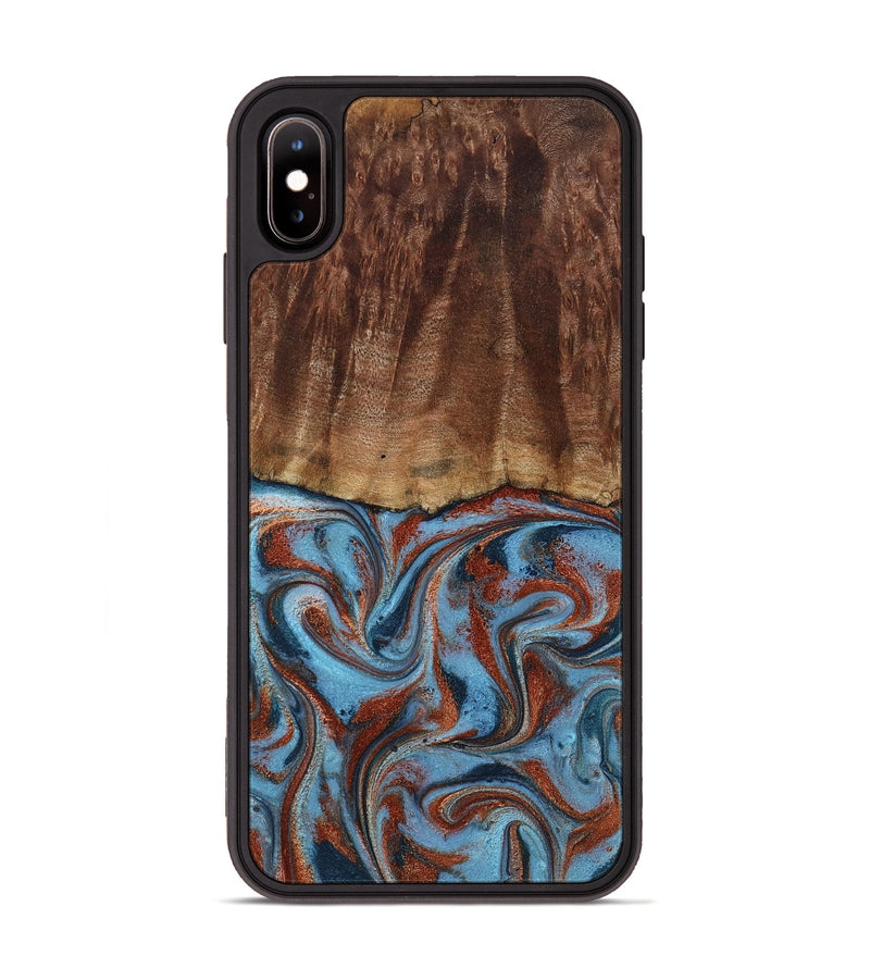 iPhone Xs Max Wood Phone Case - Gaige (Teal & Gold, 801029)