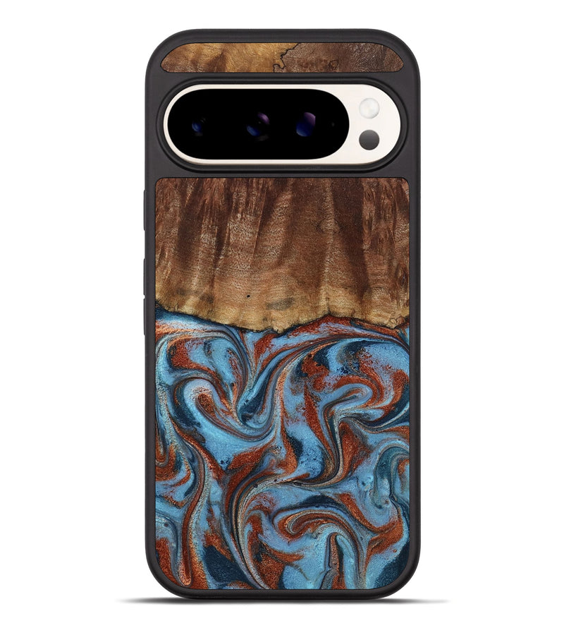 Pixel 10 Pro XL Wood Phone Case - Gaige (Teal & Gold, 801029)