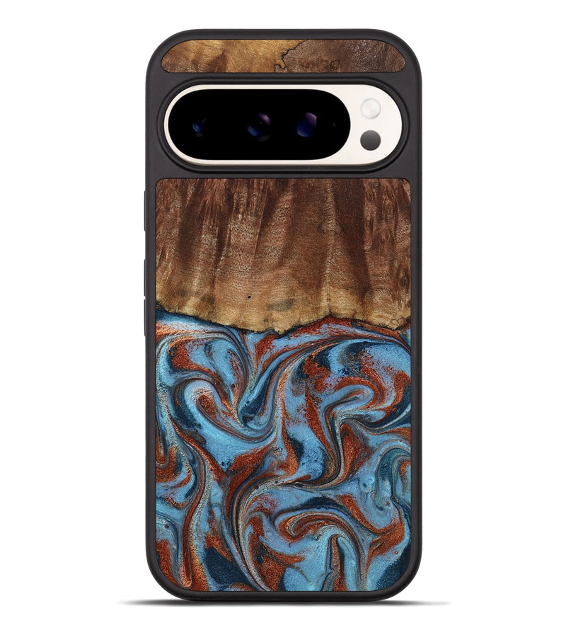 Pixel 9 Pro XL Wood Phone Case - Gaige (Teal & Gold, 801029)