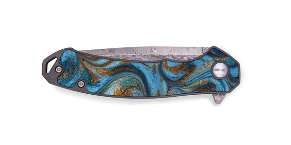 EDC ResinArt Pocket Knife - Jasiah (Teal & Gold, 801030)