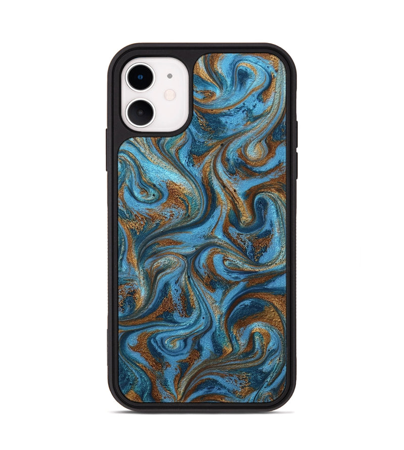 iPhone 11 ResinArt Phone Case - Jasiah (Teal & Gold, 801030)