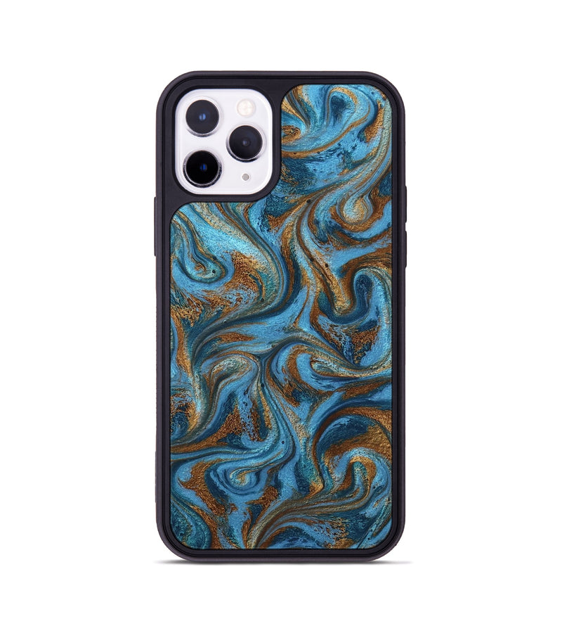 iPhone 11 Pro ResinArt Phone Case - Jasiah (Teal & Gold, 801030)
