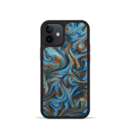 iPhone 12 mini ResinArt Phone Case - Jasiah (Teal & Gold, 801030)