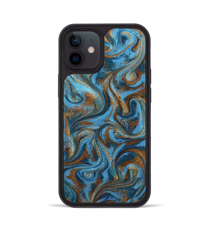 iPhone 12 ResinArt Phone Case - Jasiah (Teal & Gold, 801030)