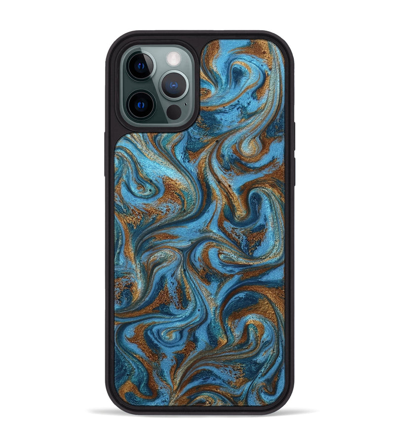 iPhone 12 Pro Max ResinArt Phone Case - Jasiah (Teal & Gold, 801030)