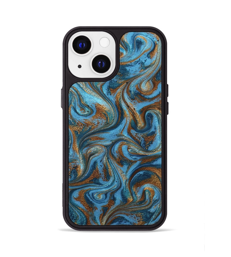 iPhone 13 ResinArt Phone Case - Jasiah (Teal & Gold, 801030)