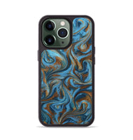 iPhone 13 Pro ResinArt Phone Case - Jasiah (Teal & Gold, 801030)