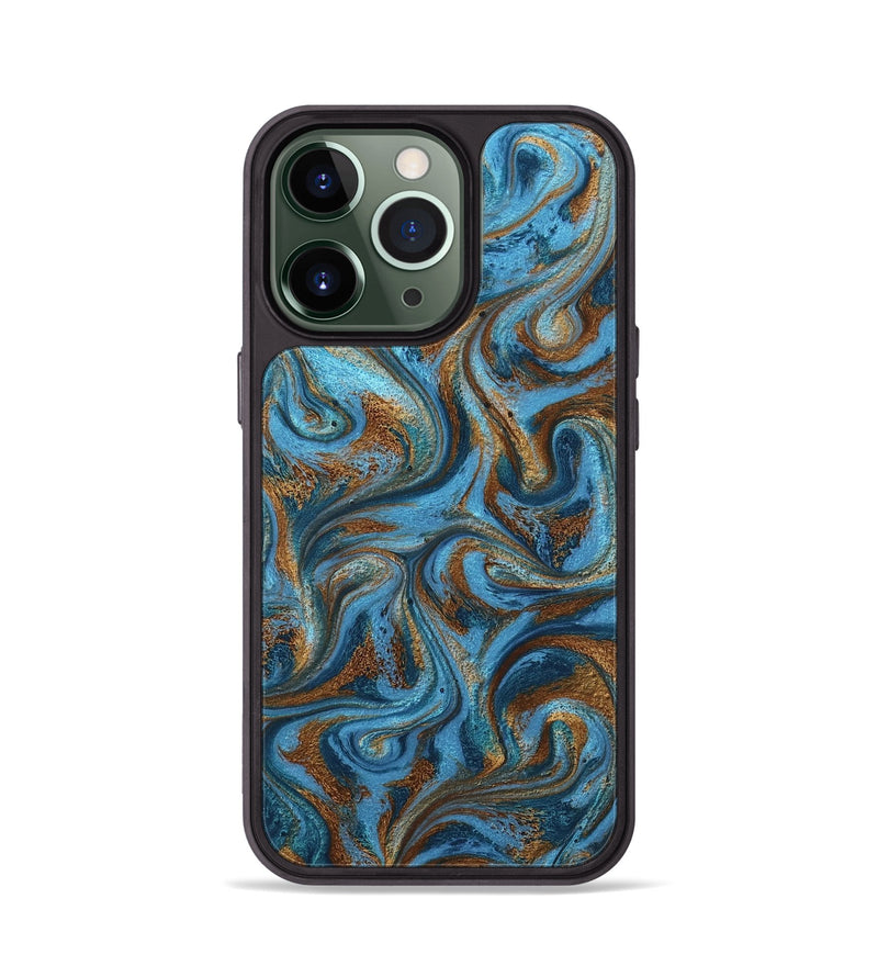 iPhone 13 Pro ResinArt Phone Case - Jasiah (Teal & Gold, 801030)