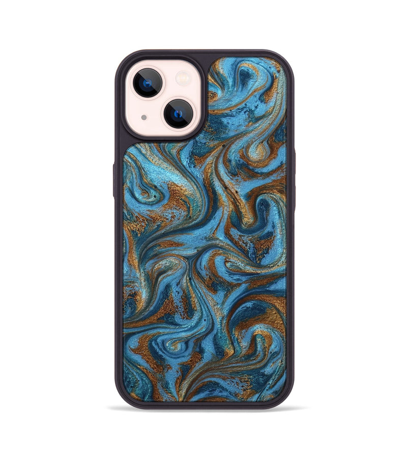 iPhone 14 ResinArt Phone Case - Jasiah (Teal & Gold, 801030)