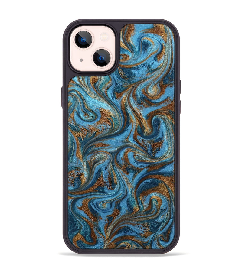 iPhone 14 Plus ResinArt Phone Case - Jasiah (Teal & Gold, 801030)