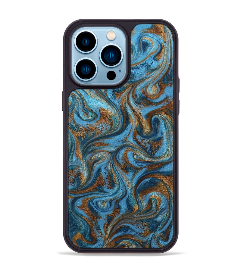 iPhone 14 Pro Max ResinArt Phone Case - Jasiah (Teal & Gold, 801030)