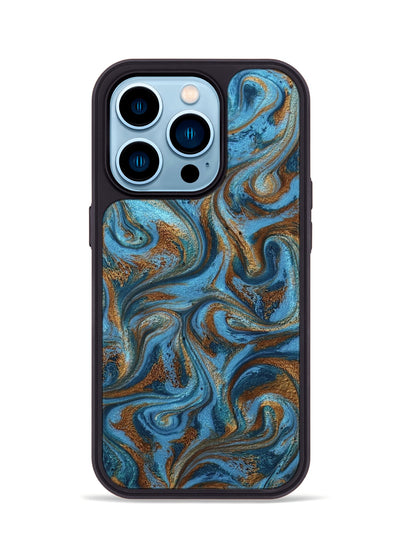 iPhone 14 Pro ResinArt Phone Case - Jasiah (Teal & Gold, 801030)