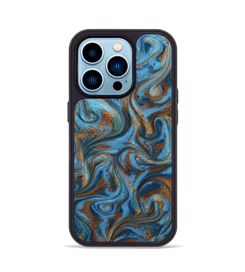 iPhone 14 Pro ResinArt Phone Case - Jasiah (Teal & Gold, 801030)