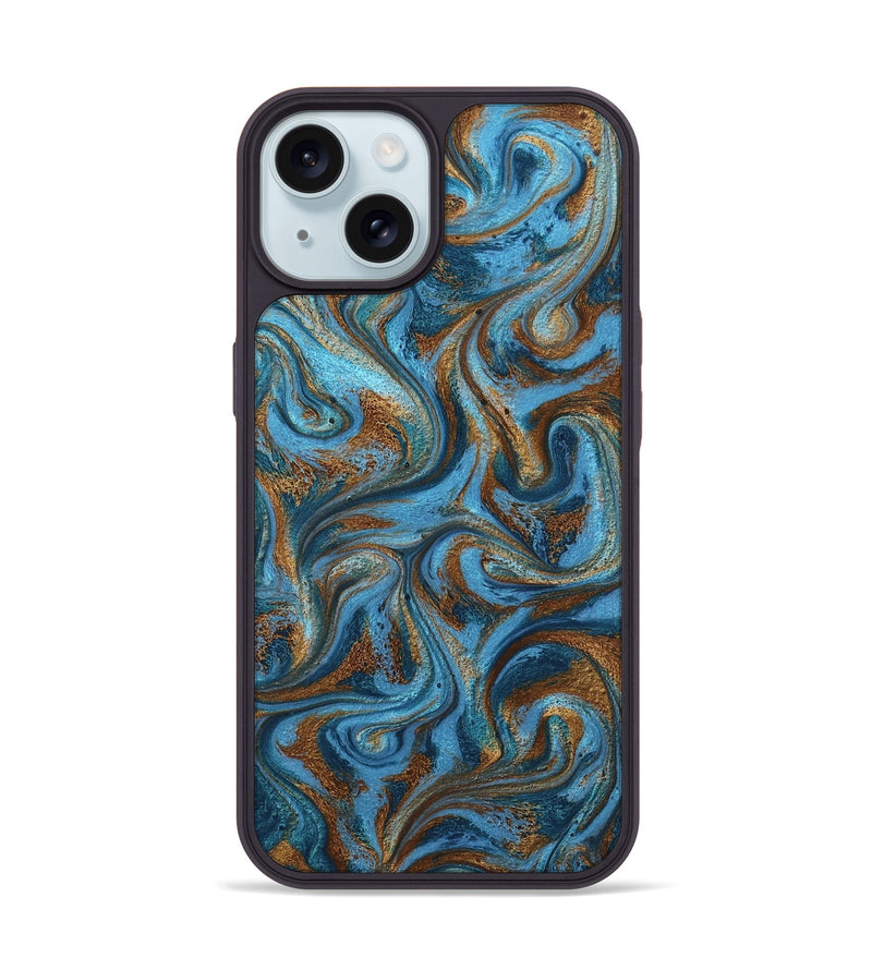 iPhone 15 ResinArt Phone Case - Jasiah (Teal & Gold, 801030)
