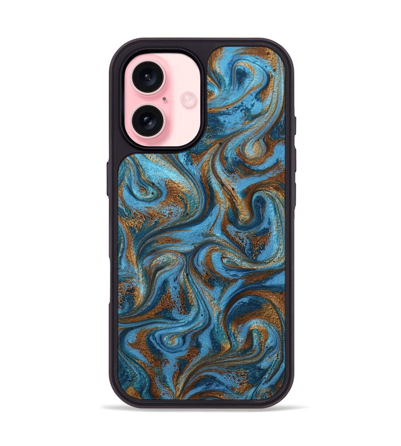 iPhone 16 ResinArt Phone Case - Jasiah (Teal & Gold, 801030)