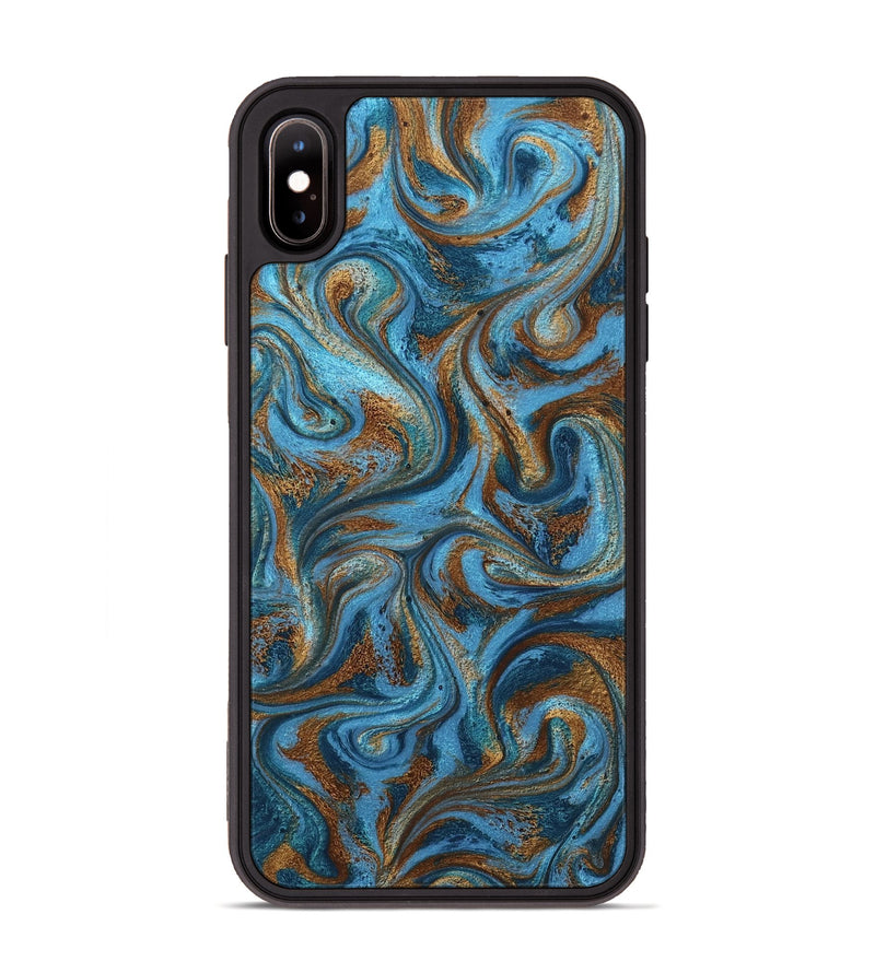 iPhone Xs Max ResinArt Phone Case - Jasiah (Teal & Gold, 801030)