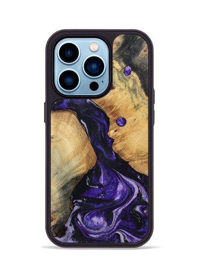 iPhone 14 Pro Wood Phone Case - Rusty (Purple, 801031)