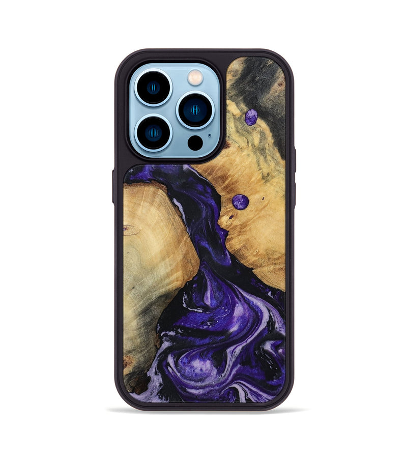 iPhone 14 Pro Wood Phone Case - Rusty (Purple, 801031)