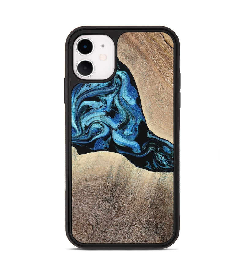 iPhone 11 Wood Phone Case - Michel (Blue, 801052)
