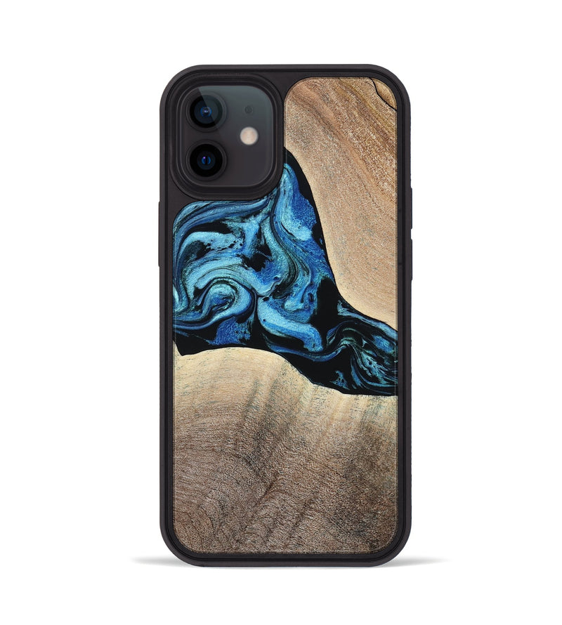 iPhone 12 Wood Phone Case - Michel (Blue, 801052)