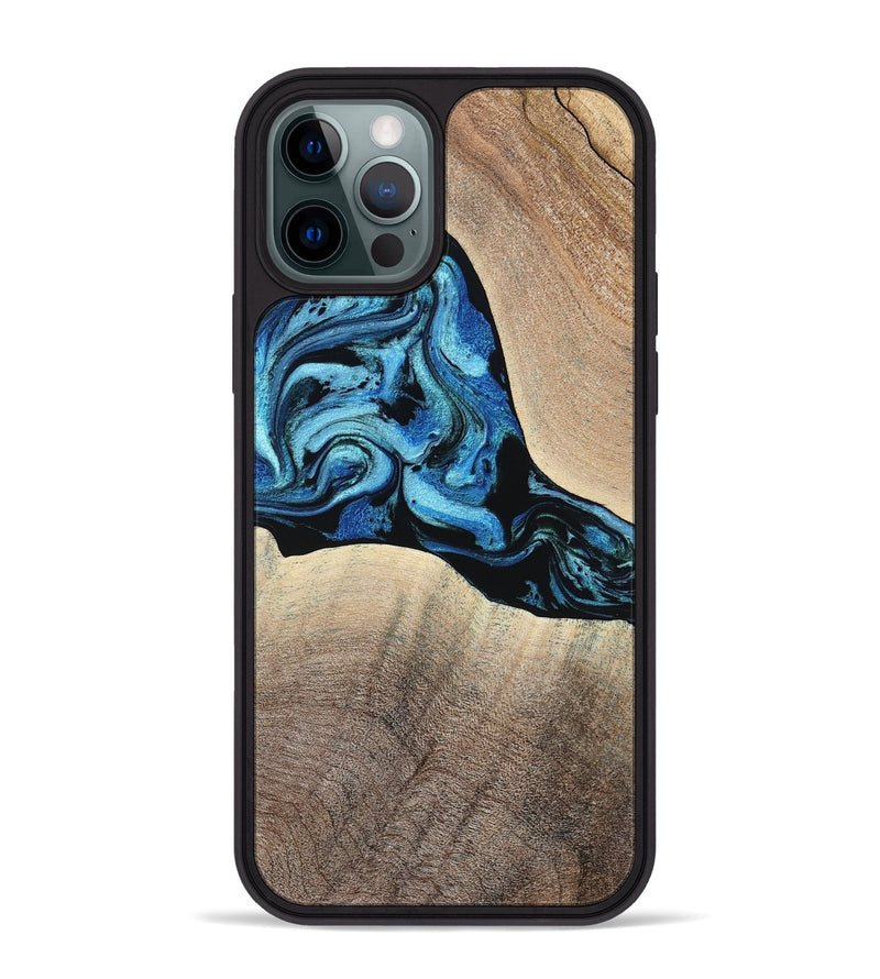 iPhone 12 Pro Max Wood Phone Case - Michel (Blue, 801052)